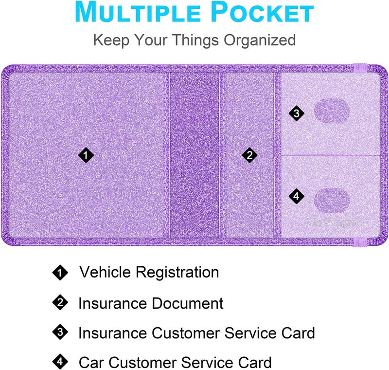 Wisdompro Small Car Registration and Insurance Documents Holder - Premium PU Leather Vehicle Glove Box Paperwork Wallet Case Organizer for ID, Driver's License, Key Contact Information Cards - Image 2